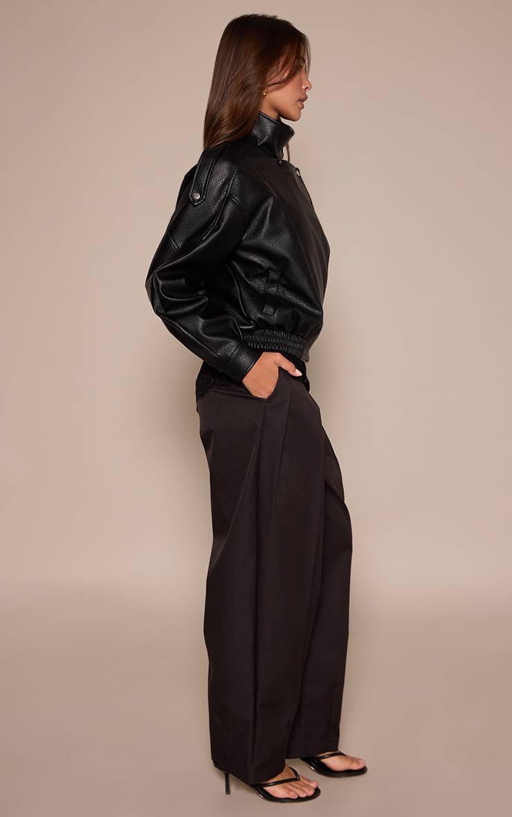 Noir Pantalon Ballon Plissé Tissé