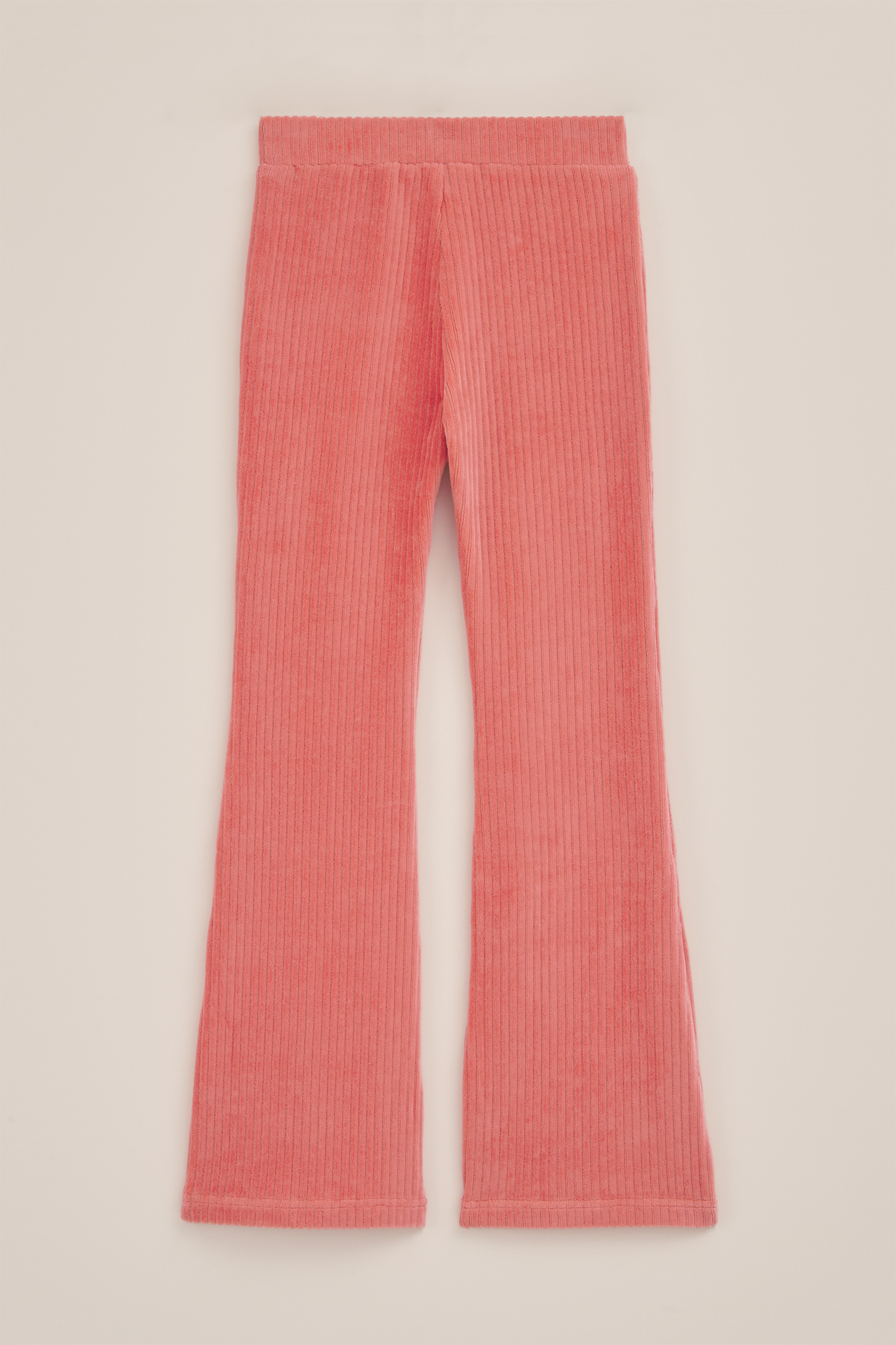 Meisjes velvet flared legging van ribstof WE Fashion Koraalroze