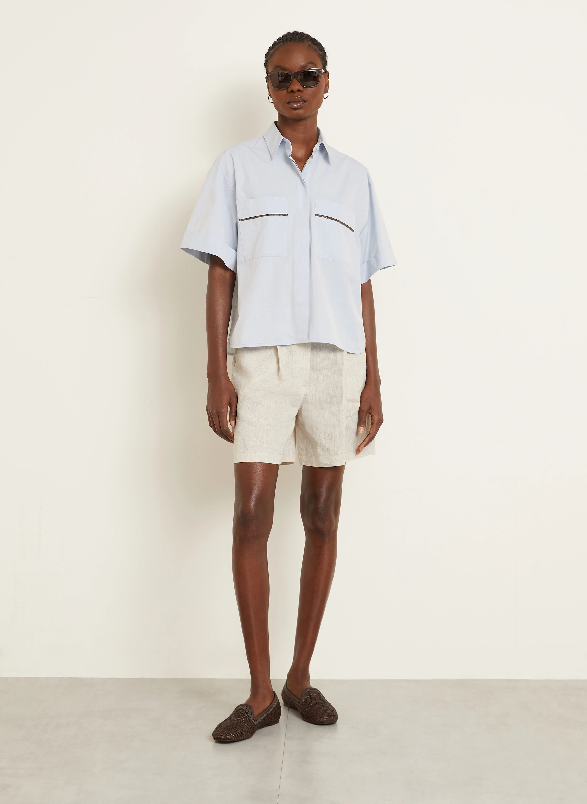 BRUNELLO CUCINELLI Hemdbluse mit Schmucksteinen