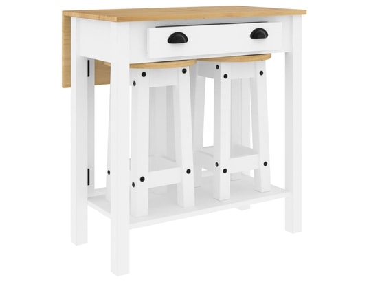 VIDAXL - Ensemble table et chaises Ensemble de bar 3 pcs blanc bois de pin massif