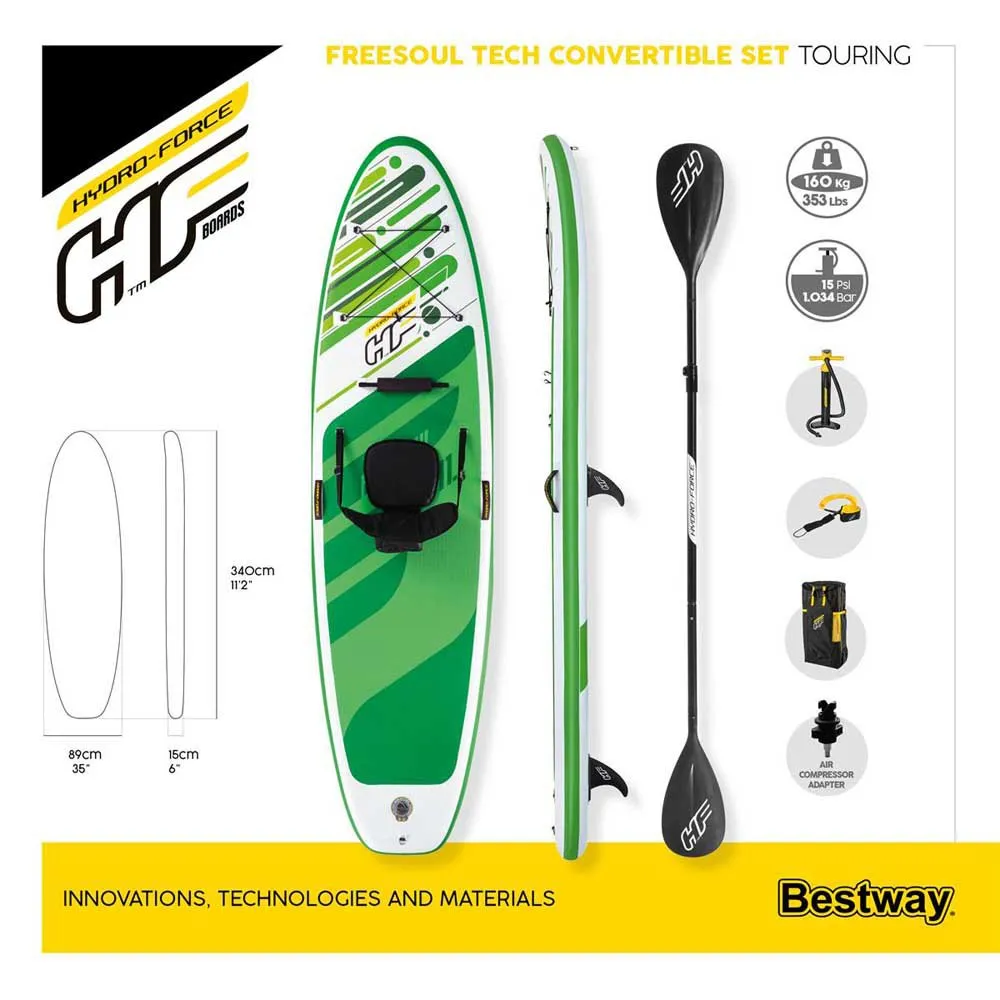 Bestway Hydro-Force Freesoul Tech 11´0´´ Aufblasbares Paddle-Surf-Set