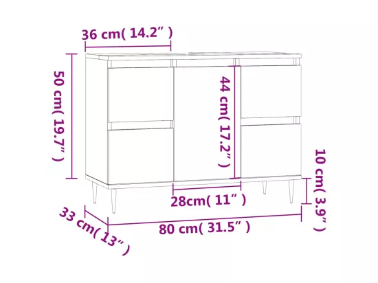 Armoire de salle de bain blanc 80x33x60 cm bois d'ingénierie