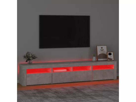 Meuble TV avec lumières LED Gris béton 210x35x40 cm