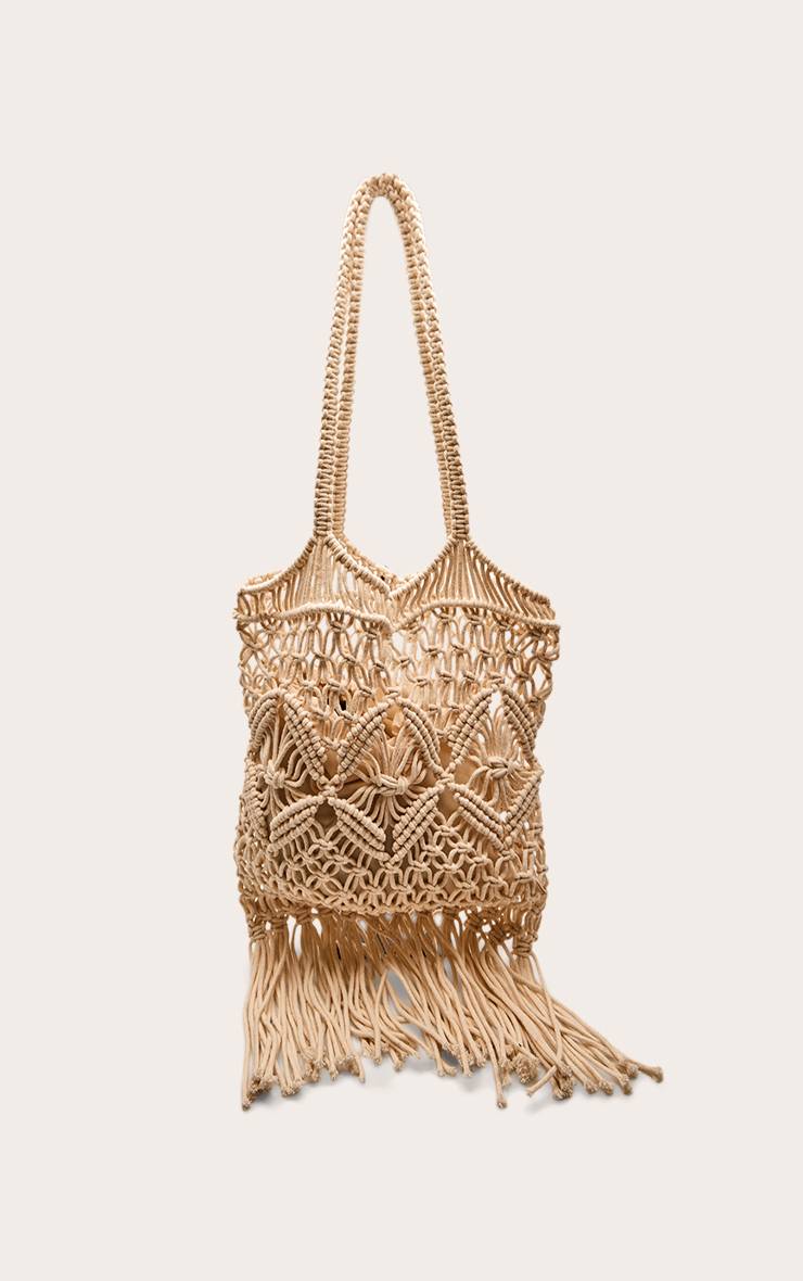 Crème Sac À Franges En Macramé
