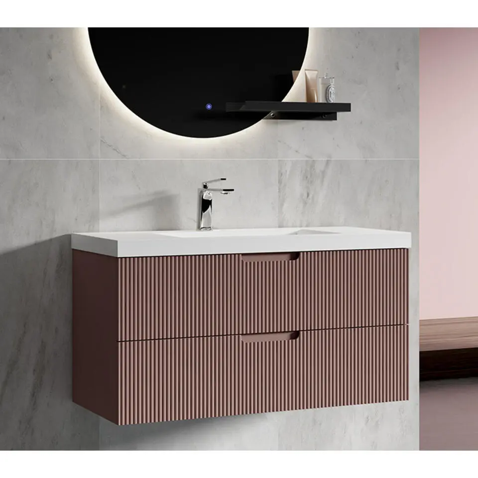 Badplaats Badkamermeubel Set Thermis 100cm - Roze - Badmeubel met Wastafel