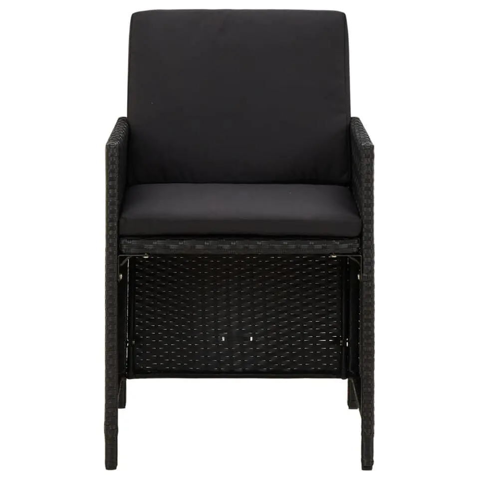 vidaXL - Buitenstoel - Zwart - Poly rattan - 4 stuks