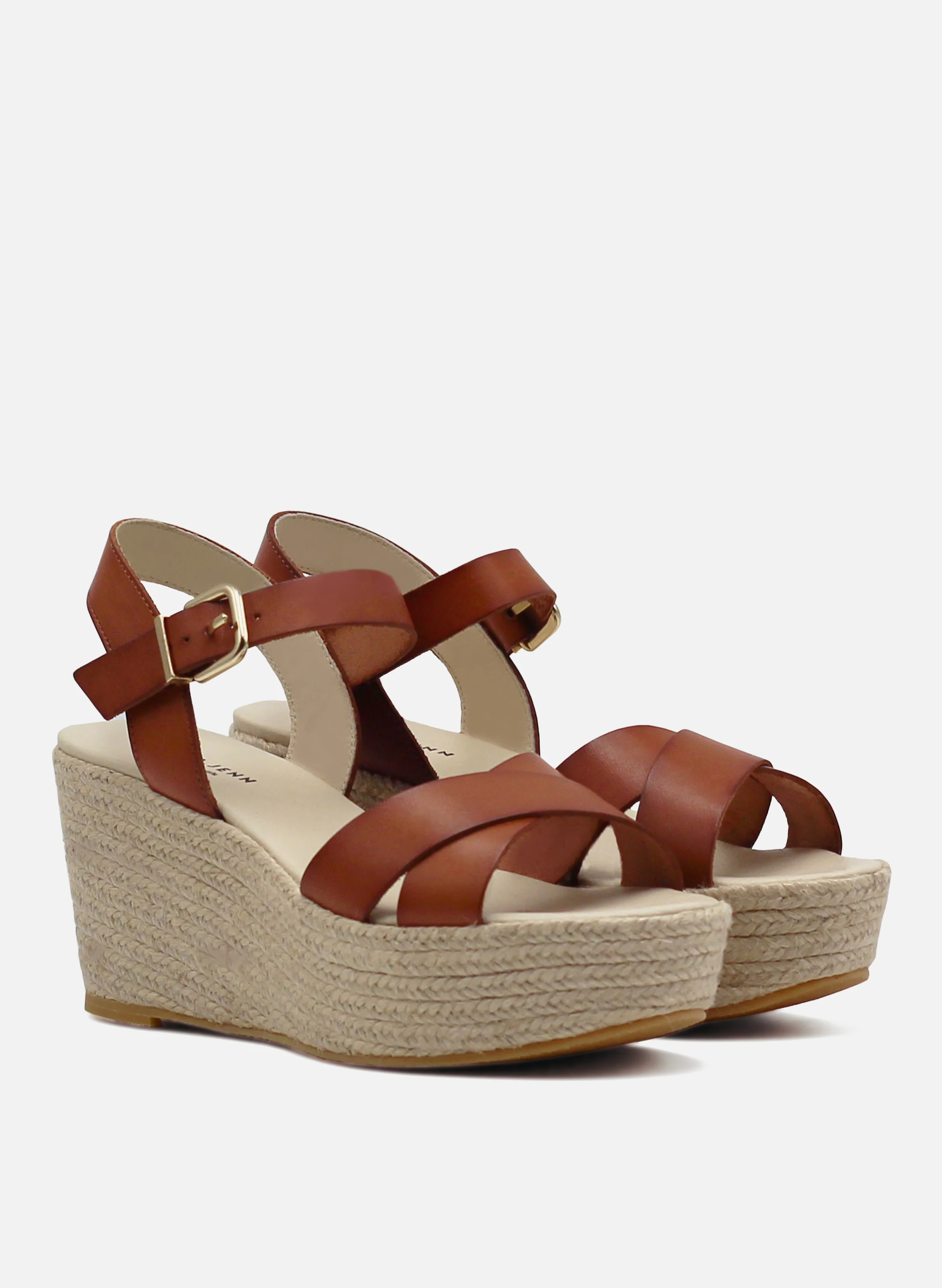 Sandales compensées cuir tannage végétal | Marron