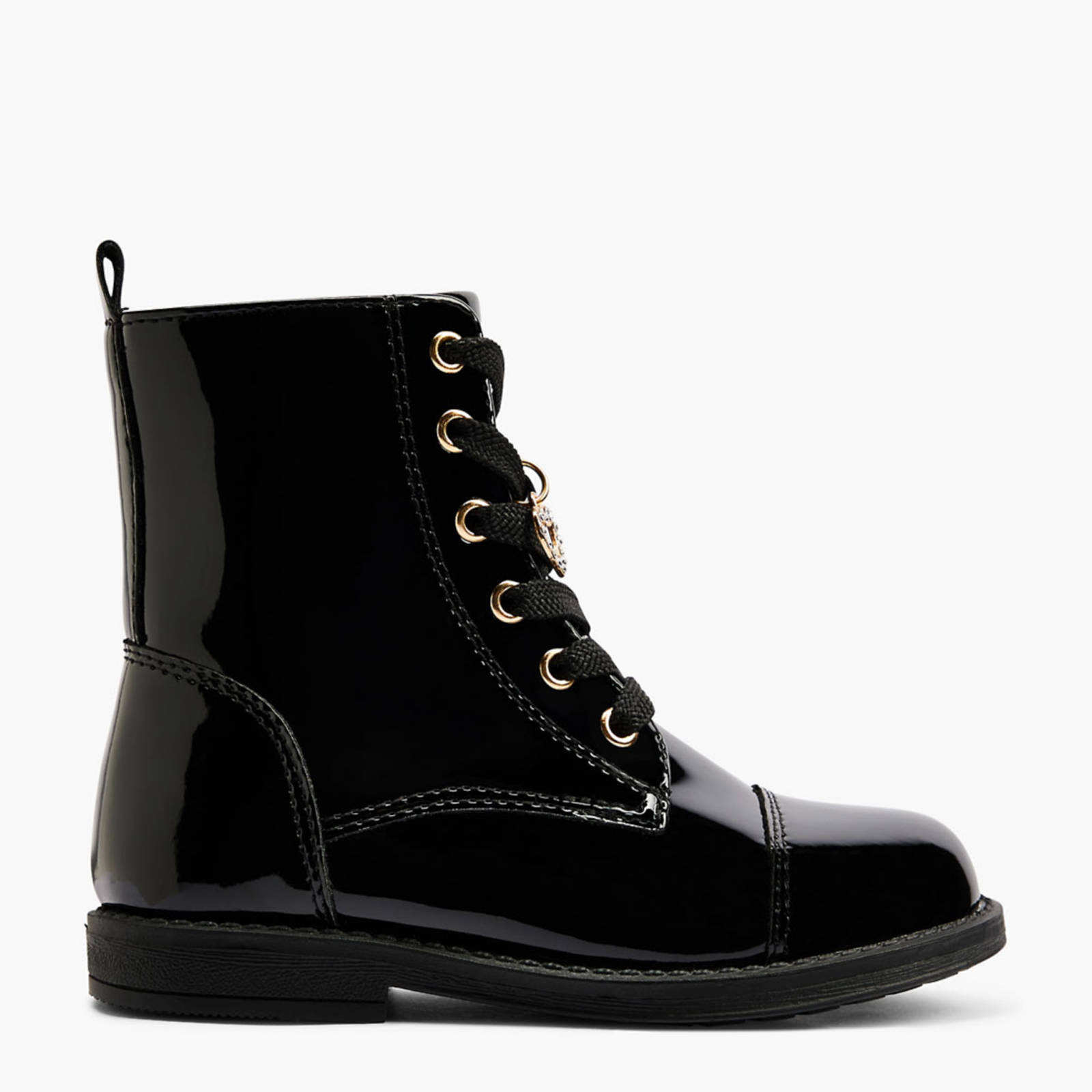 Graceland kleuter lak veterboots zwart