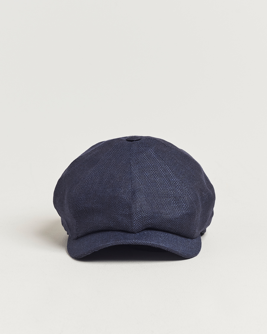 Wigéns Newsboy Classic Linen Herringbone Cap Navy