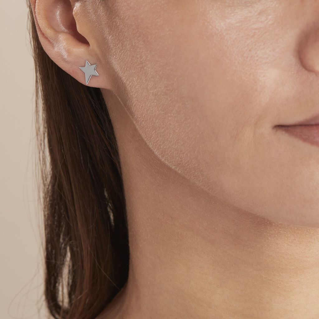 Boucles D'oreilles Puces Eloisa Argent Blanc