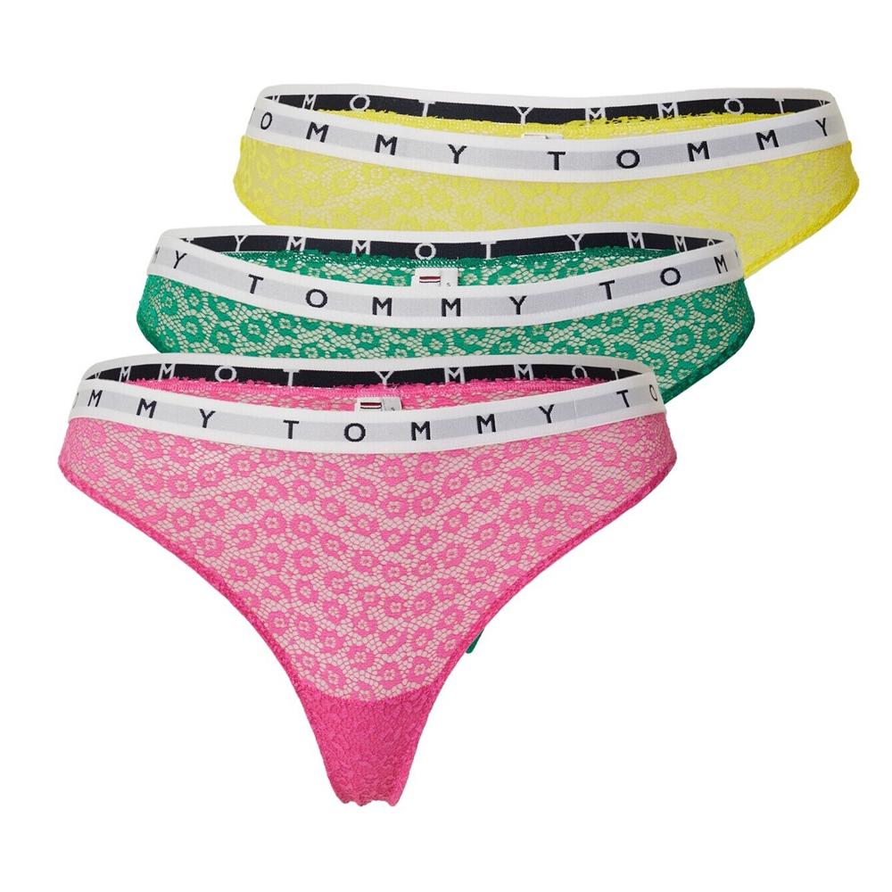 Tommy Hilfiger X3 Strings Rose/Vert/Jaune Femme Tommy Hilfiger Thong