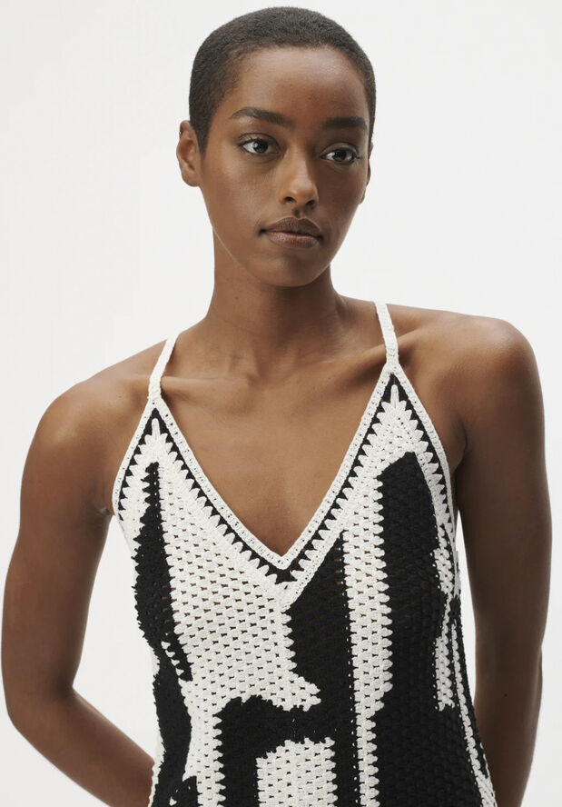 Lala Berlin Dress Kaleen Black white crochet