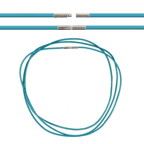 Cordon cuir 38 cm bleu turquoise