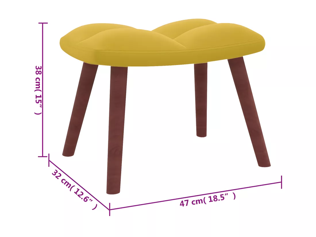 Chaise de relaxation avec repose-pied Jaune moutarde Velours