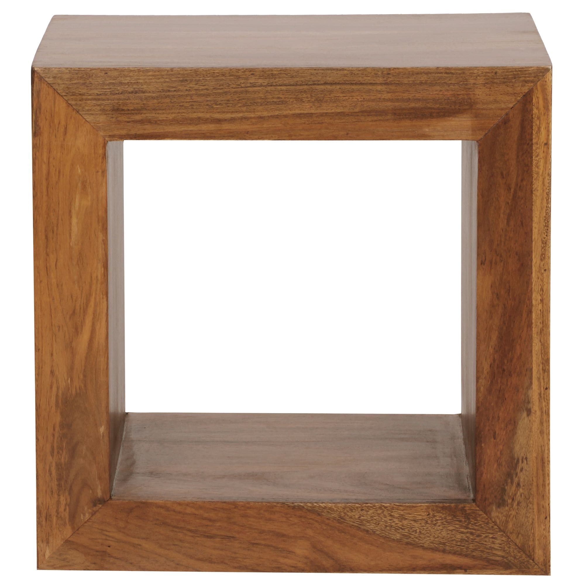 KADIMA DESIGN Sheesham Holz Standregal/Beistelltisch: Geradlinig, Handgefertigt, 44x44x33 cm.