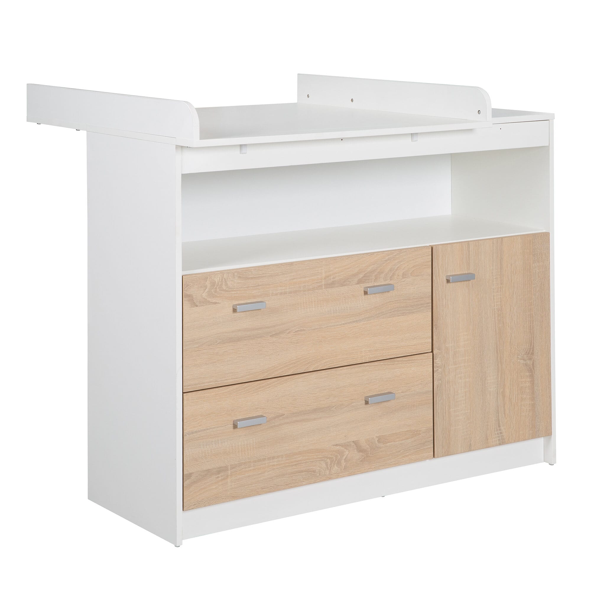 Wickelkommode 'Gabriella' mit Wickelansatz, 2 Schubladen, 1 Tür, 1 offenes Fach, Wickelhöhe: 90 cm