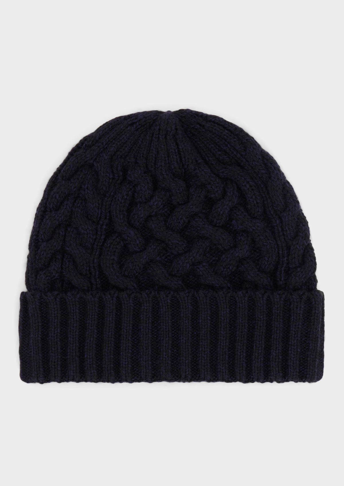 Bonnet en maille torsadée unie bleu nuit
