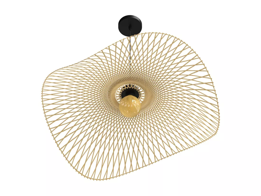 Suspension D75 cm en bambou avec fil noir - Jipi