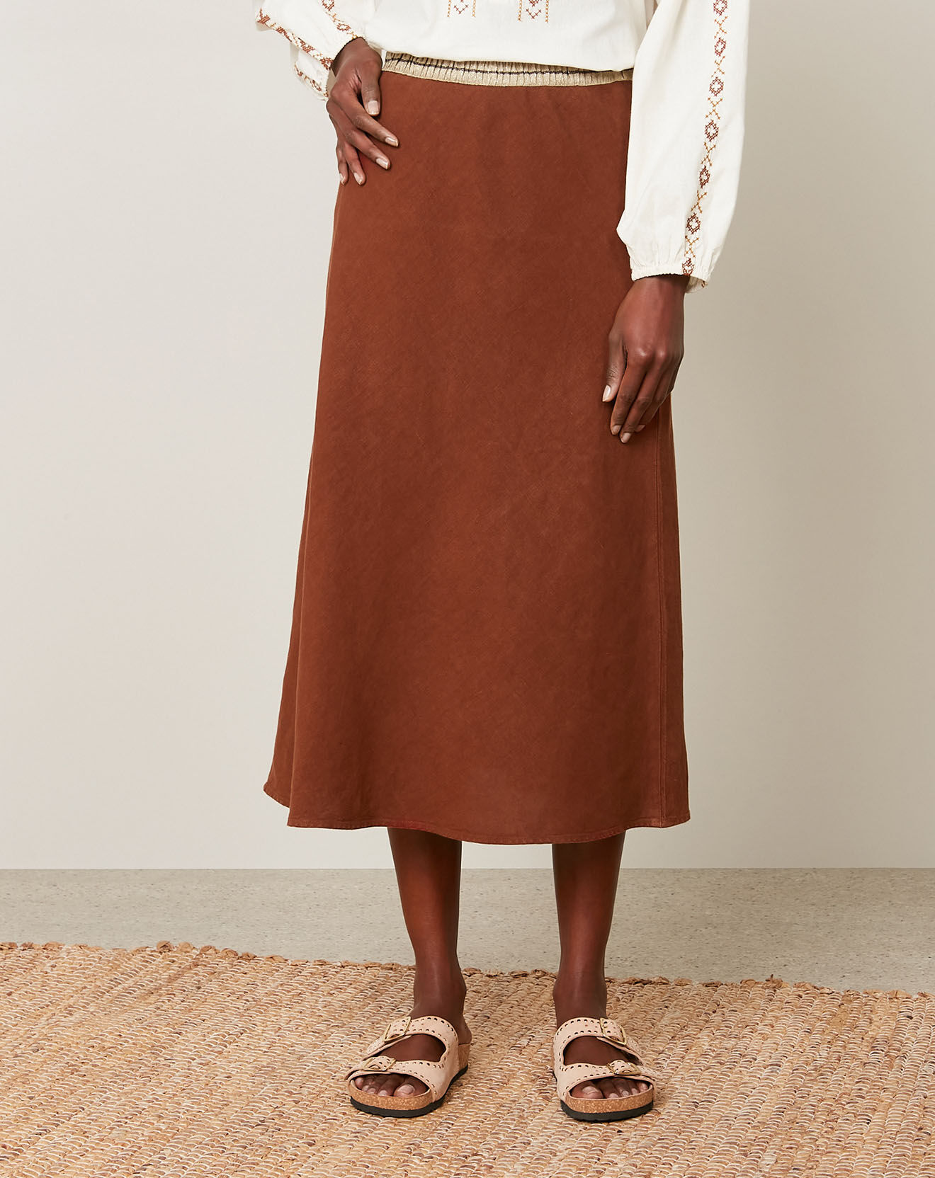 Hartford Jupe 100% Lin Jima pecan