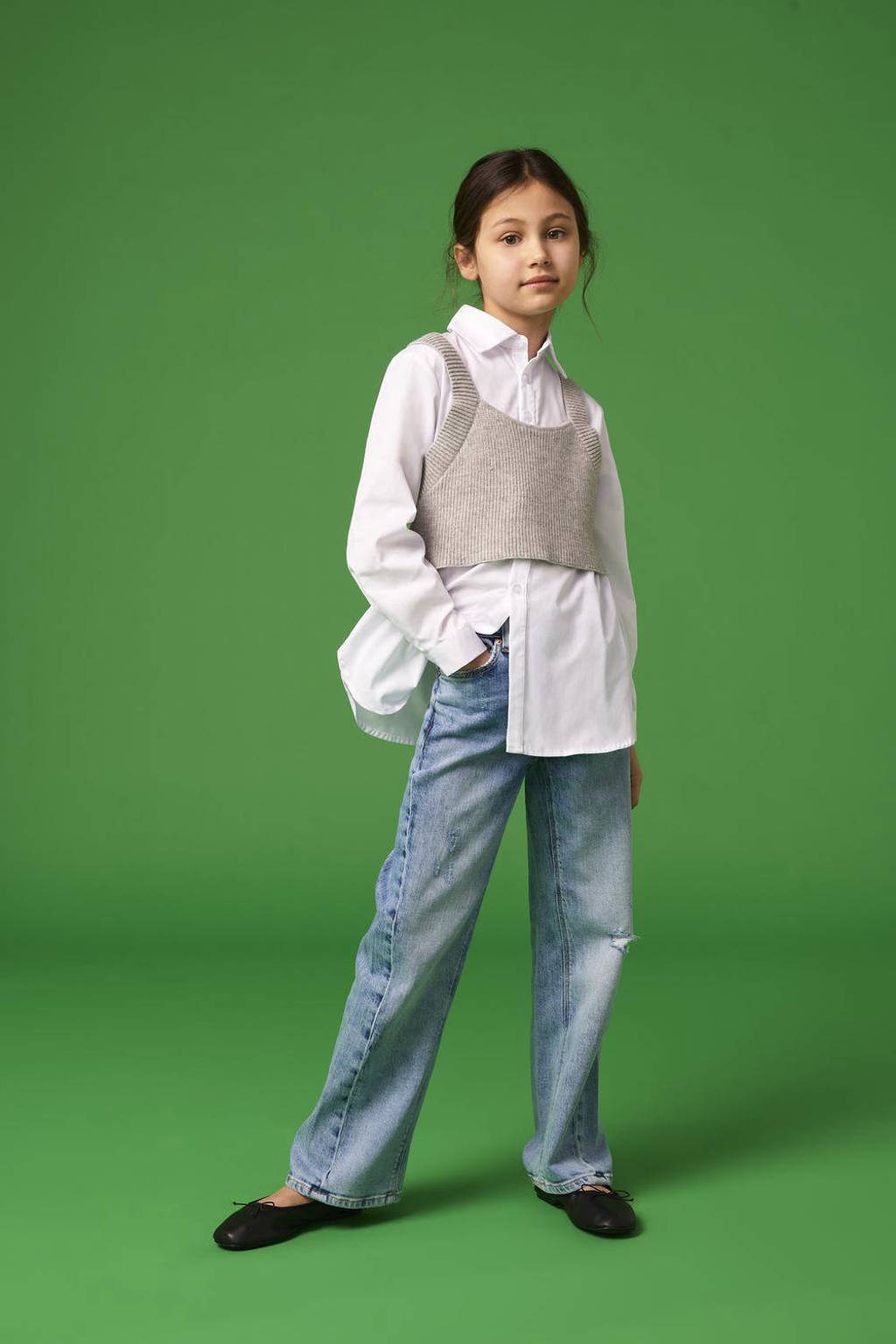 ONLY blouse met cropped spencer KOGZOE wit/grijs