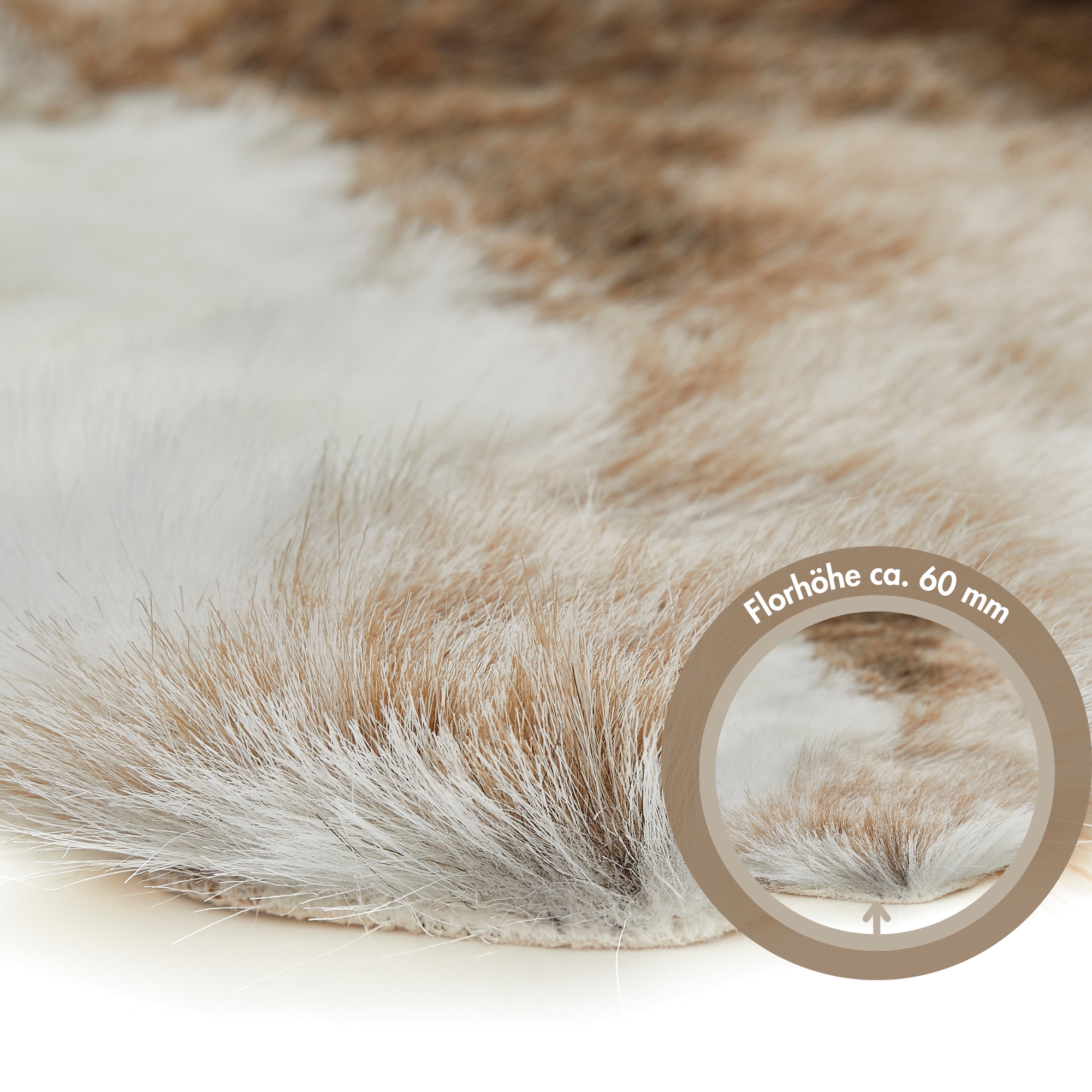 Andiamo Fellteppich »Rentierfell« fellförmig 60 mm Höhe Rentier-Kunstfell, weich & kuschelig, Wohnzimmer, Schlafzimmer