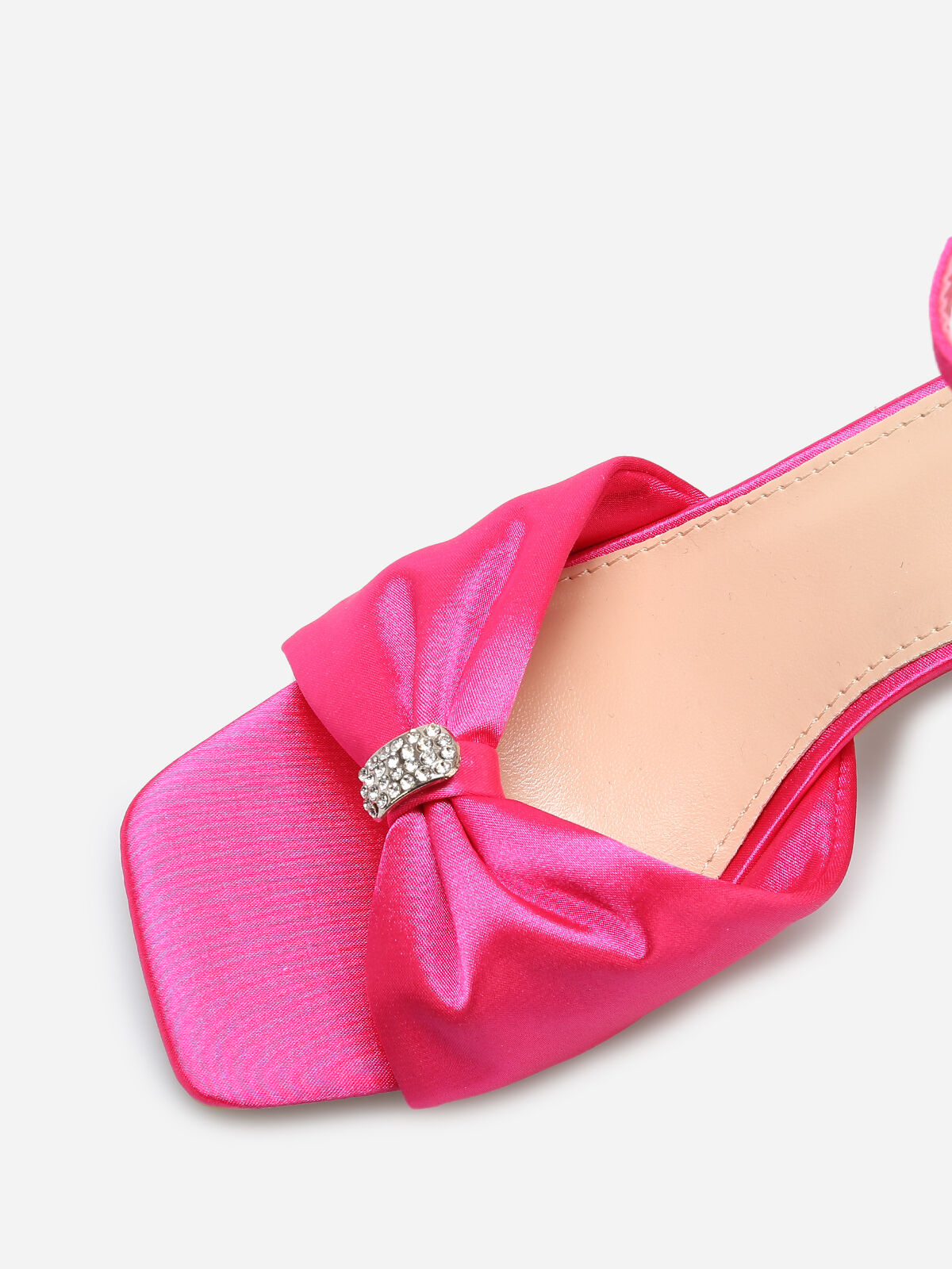 Sandales avec bride noeud à strass- Fuchsia
