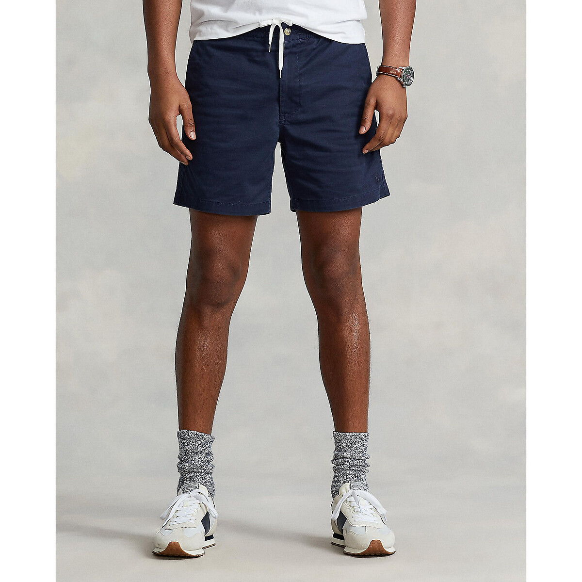 POLO RALPH LAUREN<br>Shorts retos em algodão elástico, estilo preppy