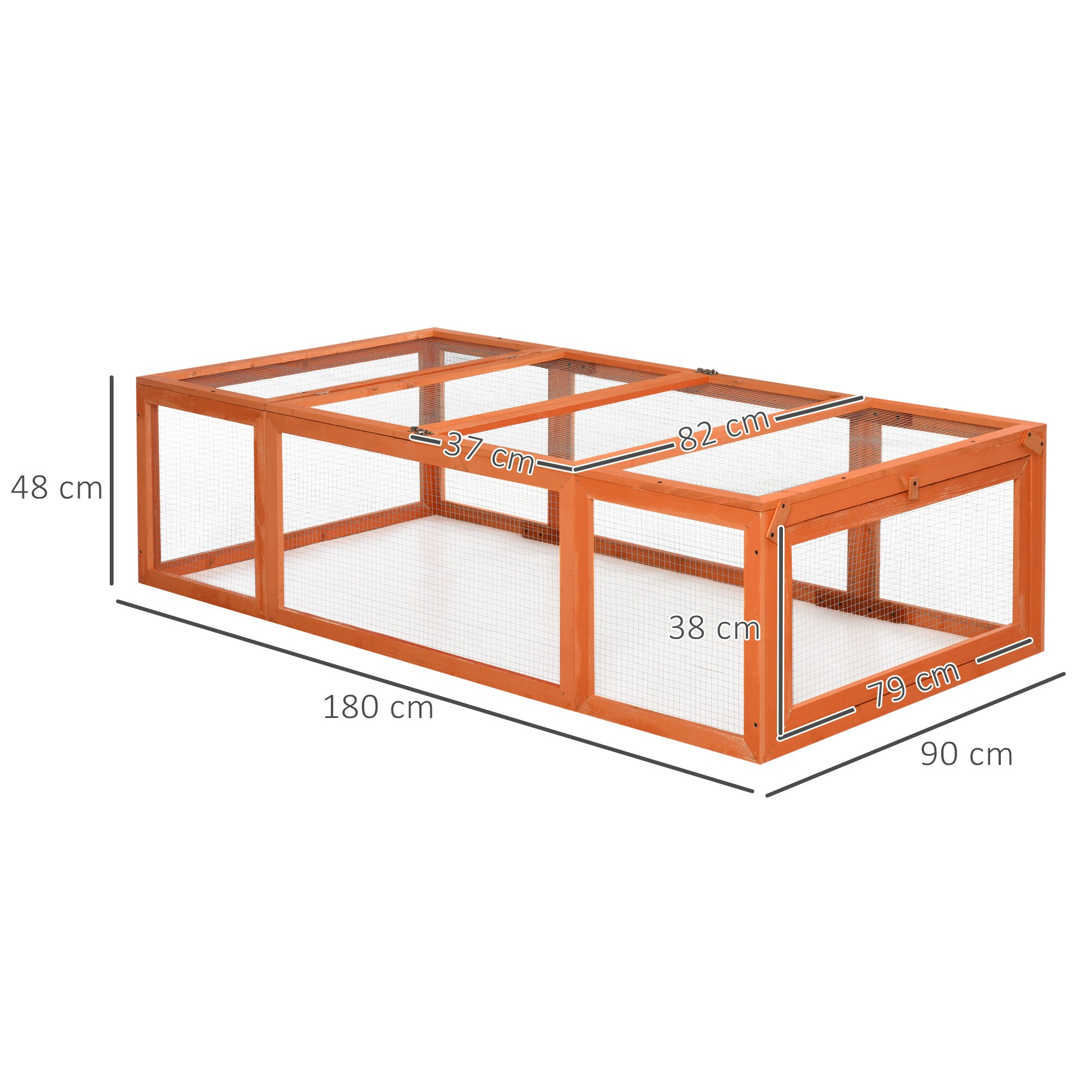 PawHut Freilaufgehege für Zwergkaninchen braun 180 x 90 x 48 cm (LxBxH)