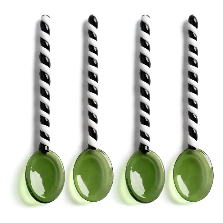 &Klevering Cuillères en verre Duet - Set de 4 | Vert