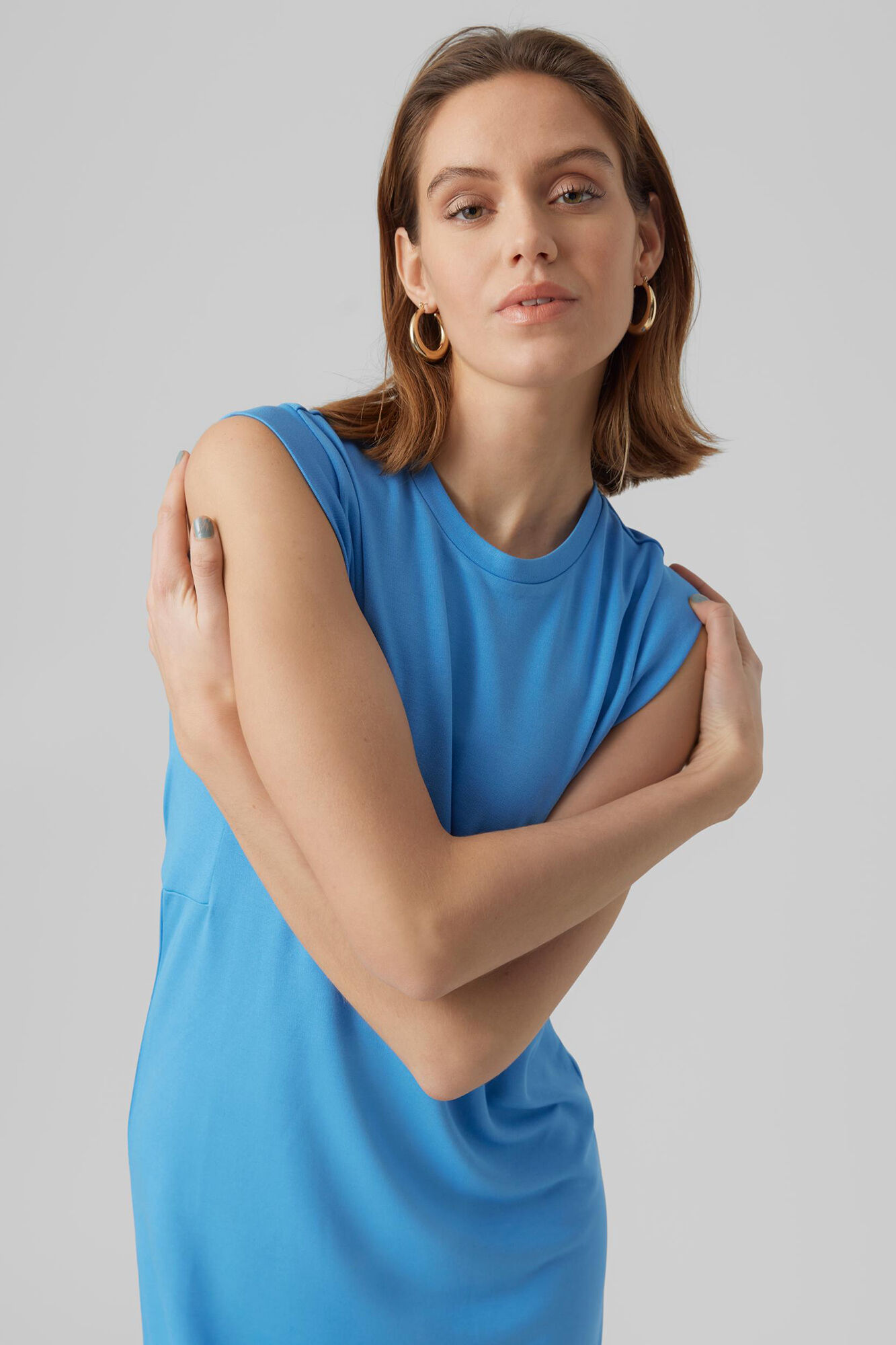Vestido curto sem mangas - Azul