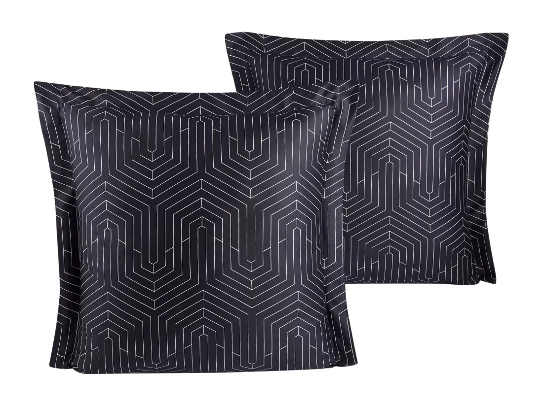 Lot de 2 Taies d'oreiller satin de coton imprimé 
