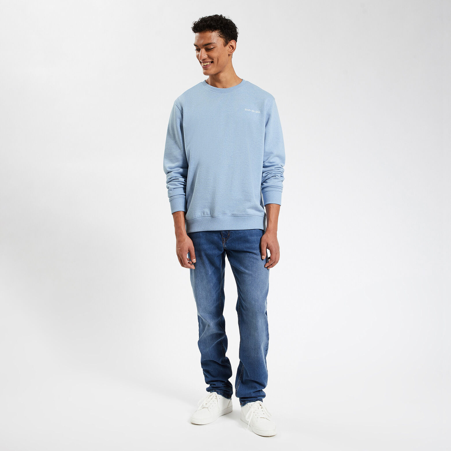 Sweat à col rond 100 % recyclé Bleu clair