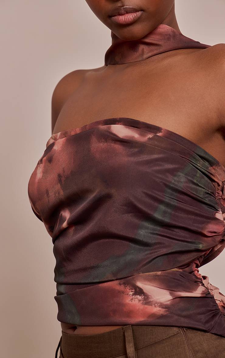 Multicolore Top Bandeau En Mousseline Avec Détail Foulard