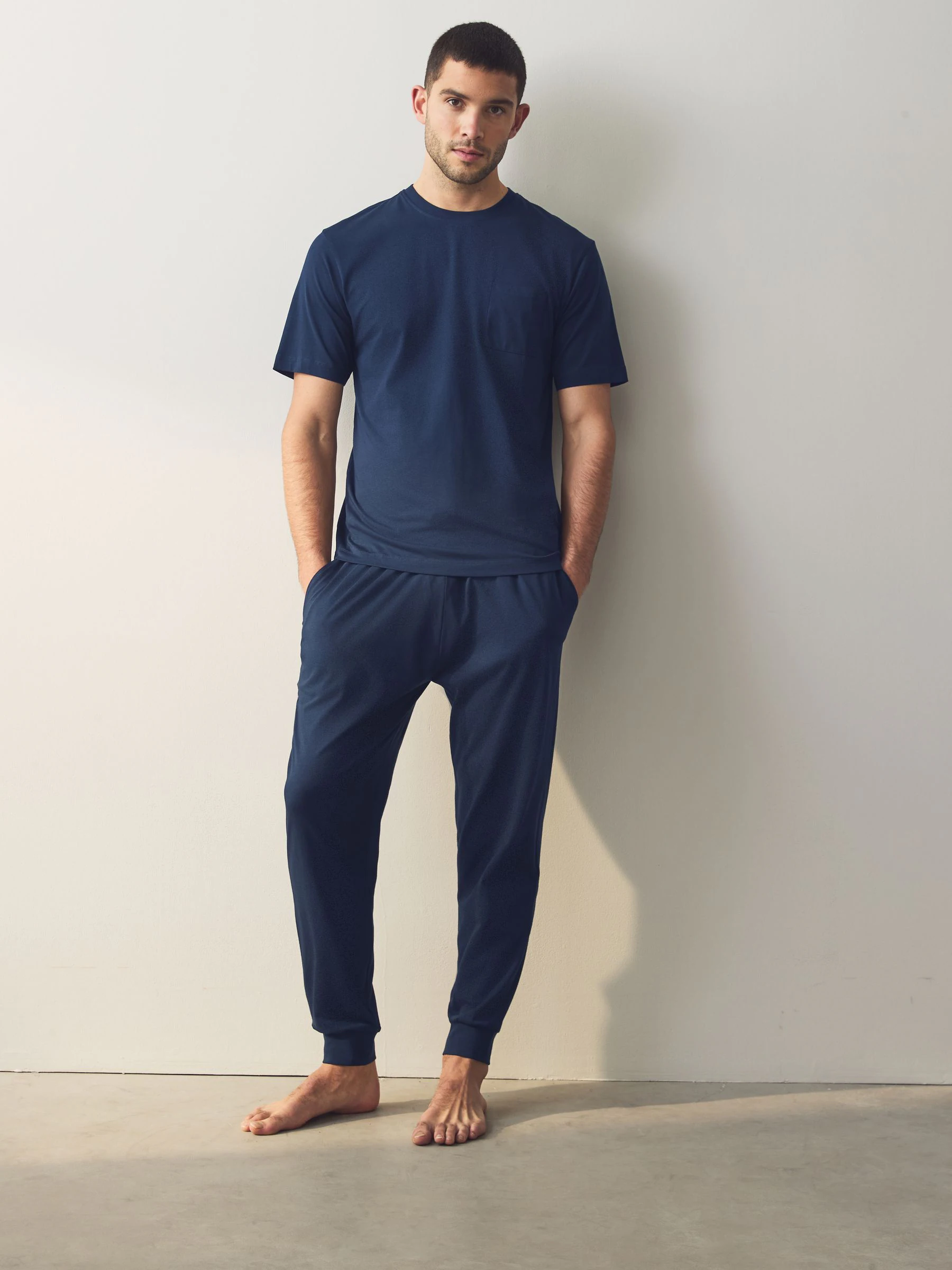 Marineblauw/grijs - 2 Pyjama's met boorden