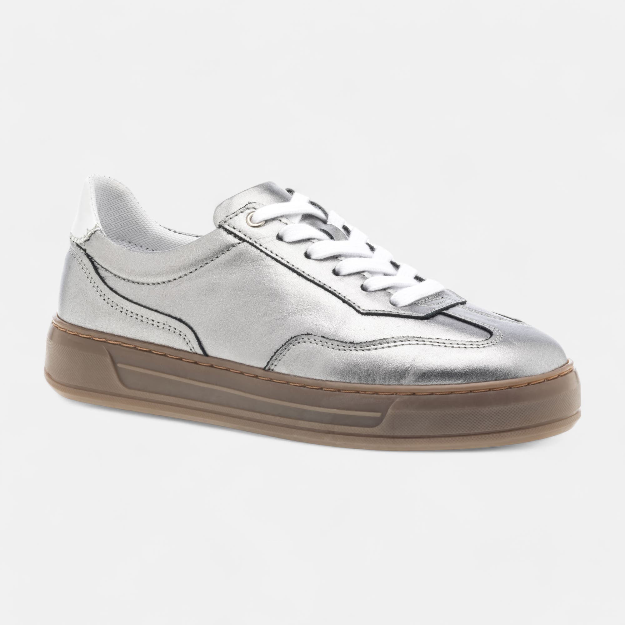 Baskets basses Femme en cuir plomb