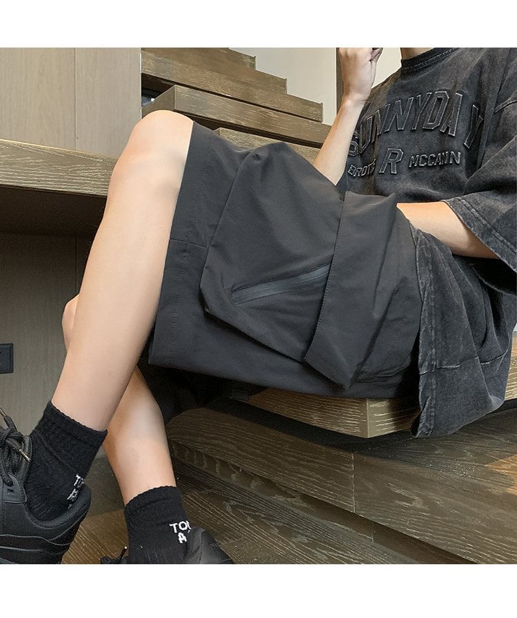 Ninine - Cargoshorts met wijde pijpen en effen taille