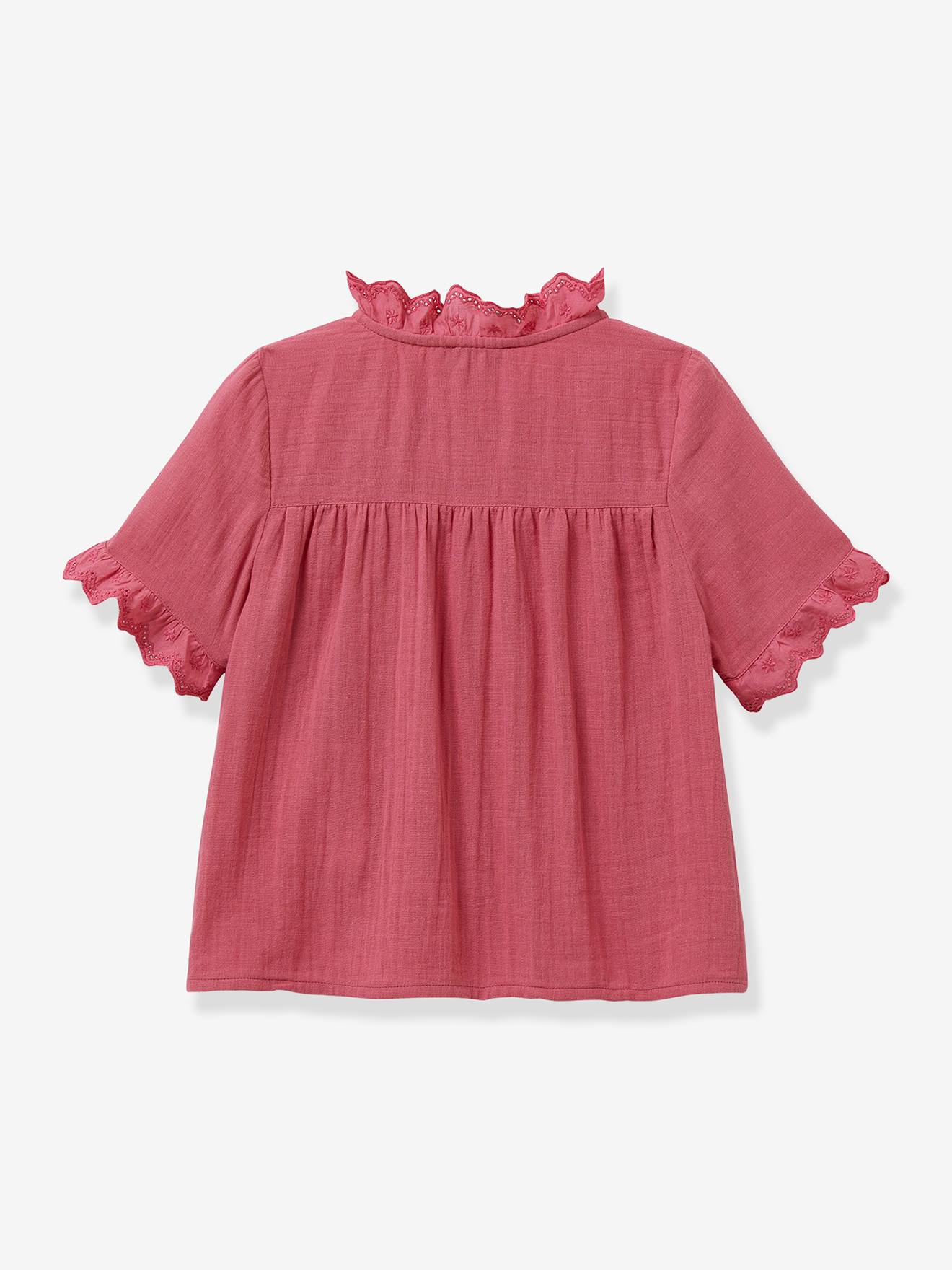 Camisa feminina com bordado inglês