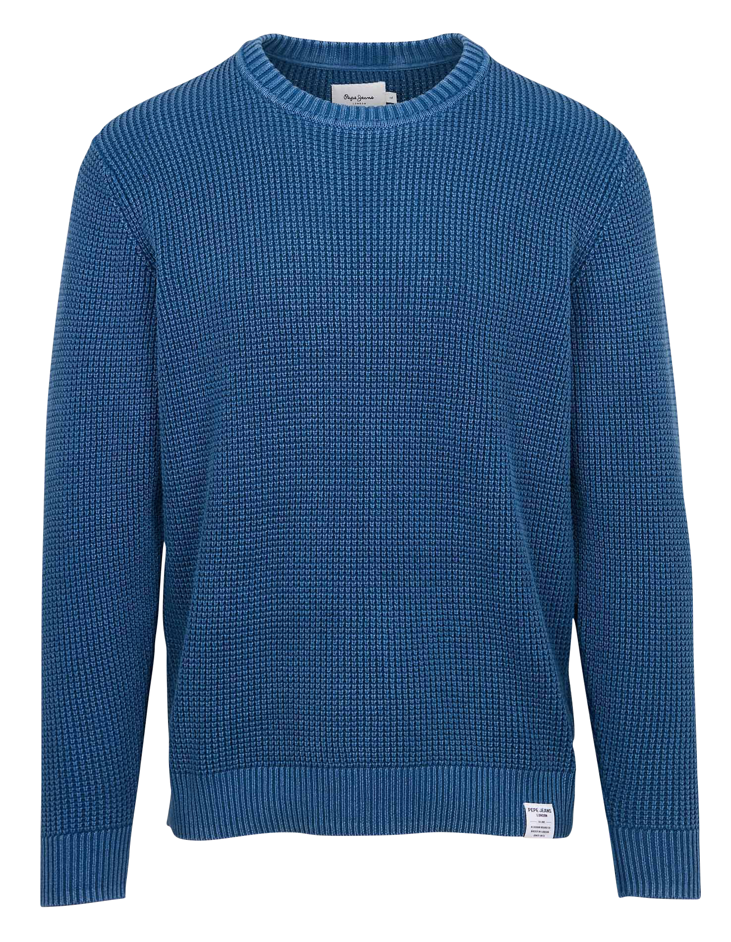 MADDOX - Pull droit col rond en coton | Bleu
