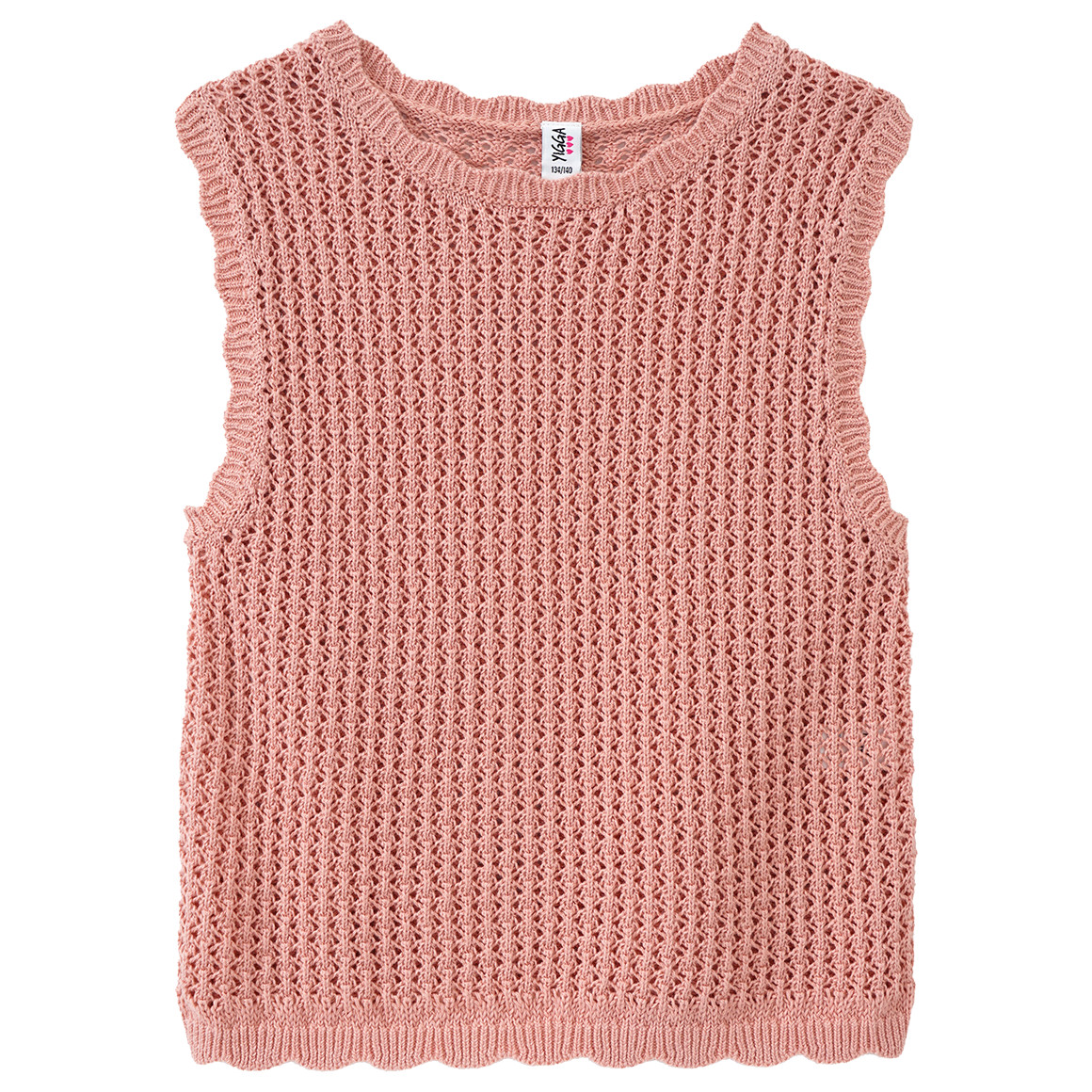 Yigga Mädchen Pullunder mit schönem Strickmuster rosa