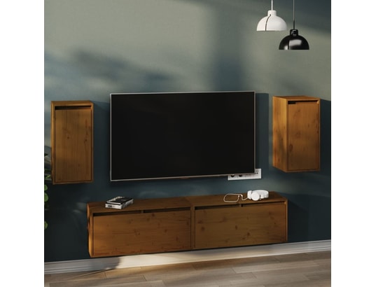 VIDAXL - Etagère Armoires murales 2pcs marron miel 30x30x60cm bois de pin mas...