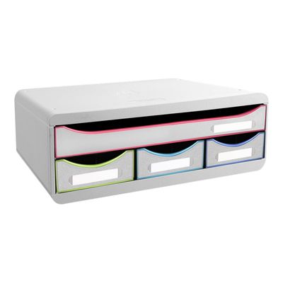 Exacompta Black Office Toolbox - Module de classement 4 tiroirs - blanc/arlequin