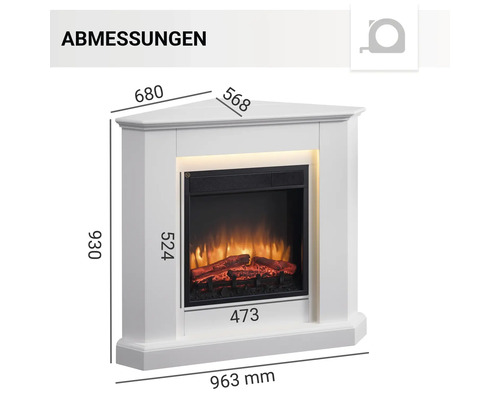 Elektrische haard Balderia Candela wit 2000 watt incl. afstandsbediening