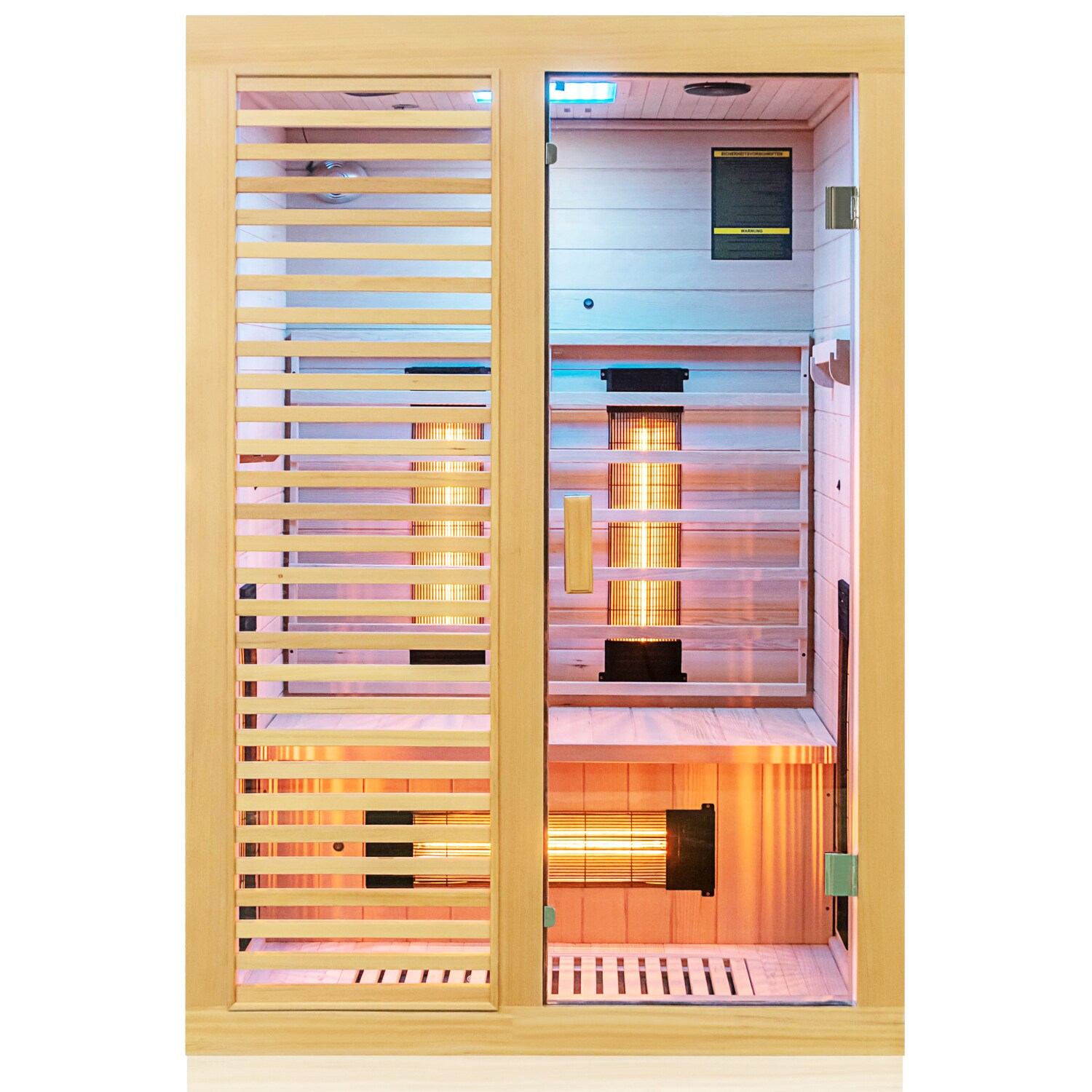 Dewello® Infrarotkabine Infrarotsauna HAMLIN 130cm x 105cm inkl. 5 Vollspektrumstrahler, Bodenstrahler, 2 Personen, LED