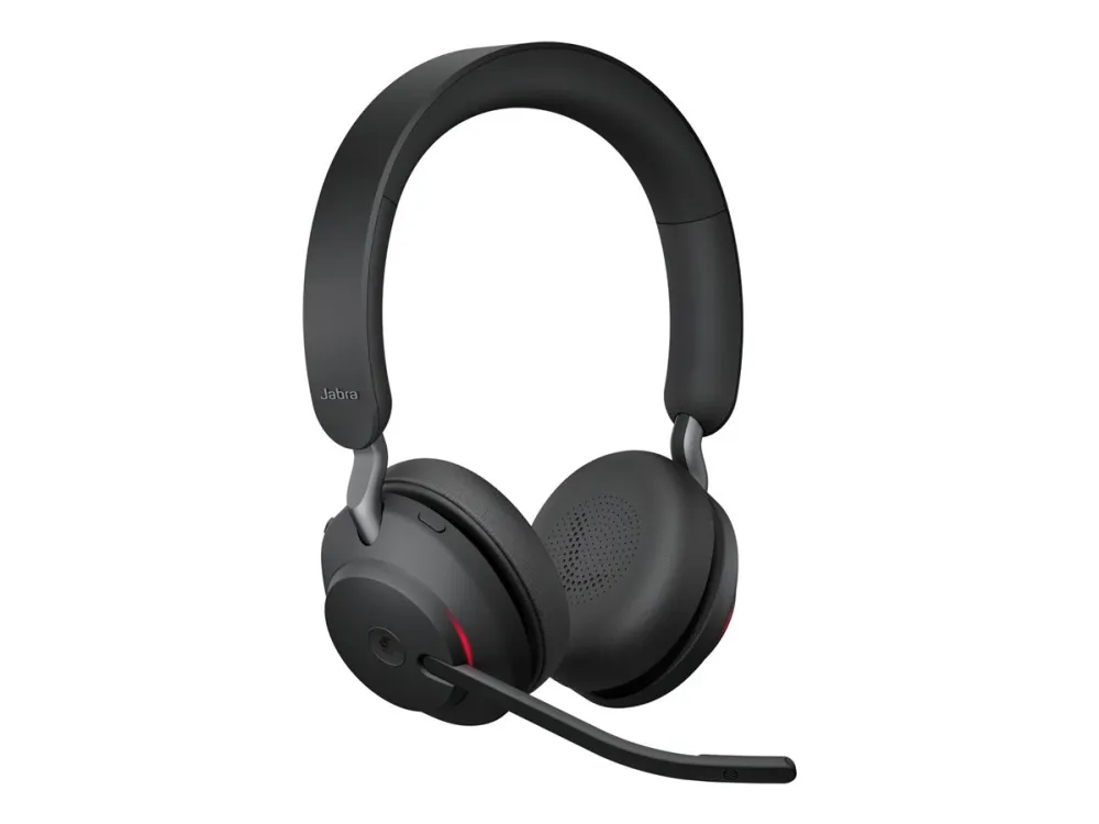 Jabra Evolve2 65 MS Stereo - Headset - på øret - Bluetooth - trådløs - USB-A - støjisolerende - sort - med opladningsstander - Certified for Microsoft Teams