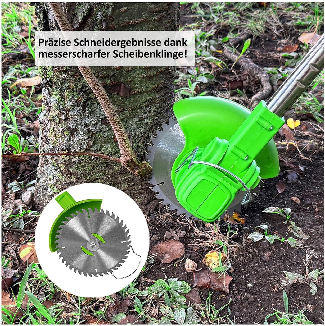 Rotorazer 8in1 Akku Gartengerät Rasentrimmer Set 22-TLG. – Rasenkantenschneider & Freischneider mit 1 Akku, Verstellbarer Schnitttiefe, 7 Präzisionsklingen, Teleskopstange, Gartenpflege