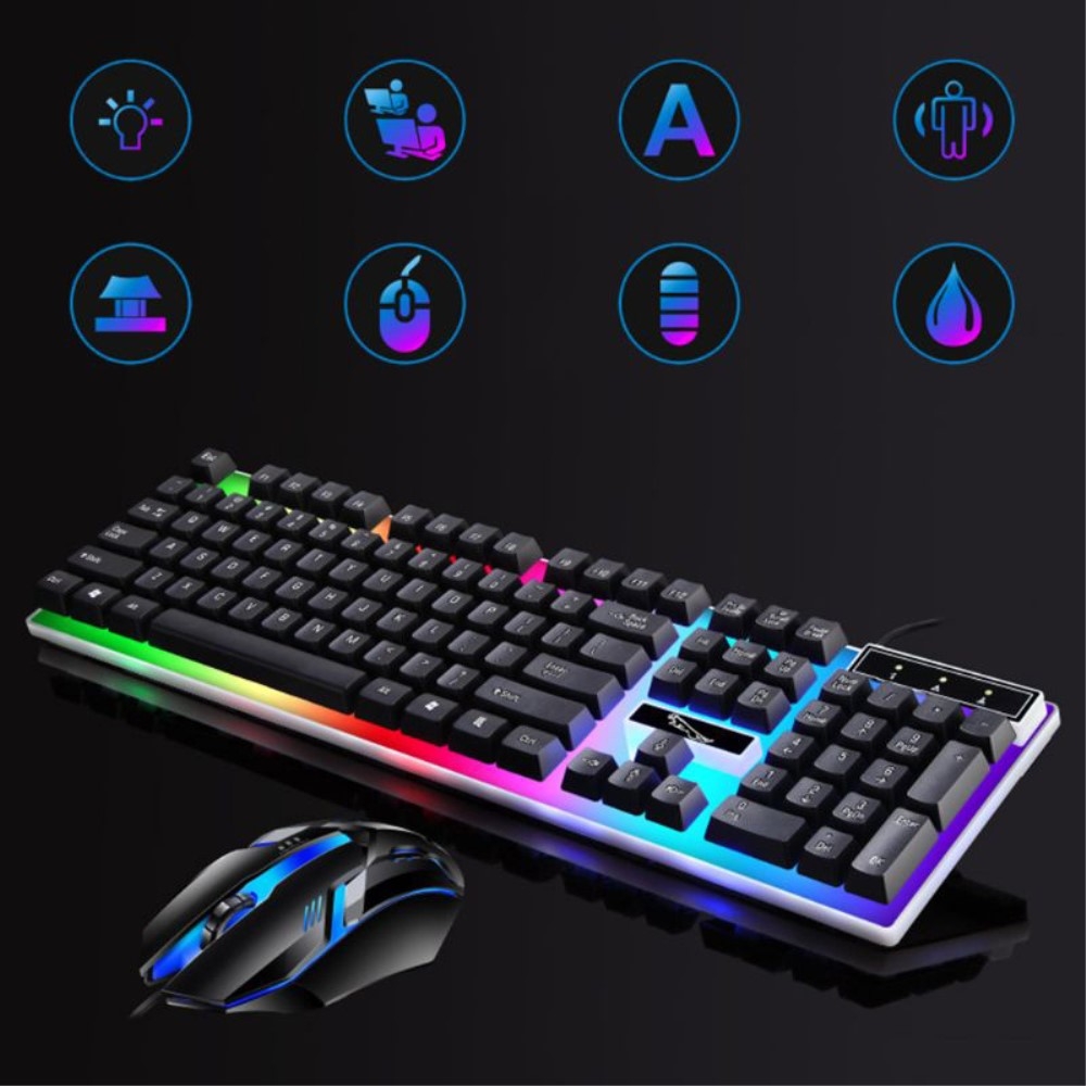 Mechanische Gaming Tastatur mit Hintergrundbeleuchtung (QWERTY)   USB Maus - Weiss
