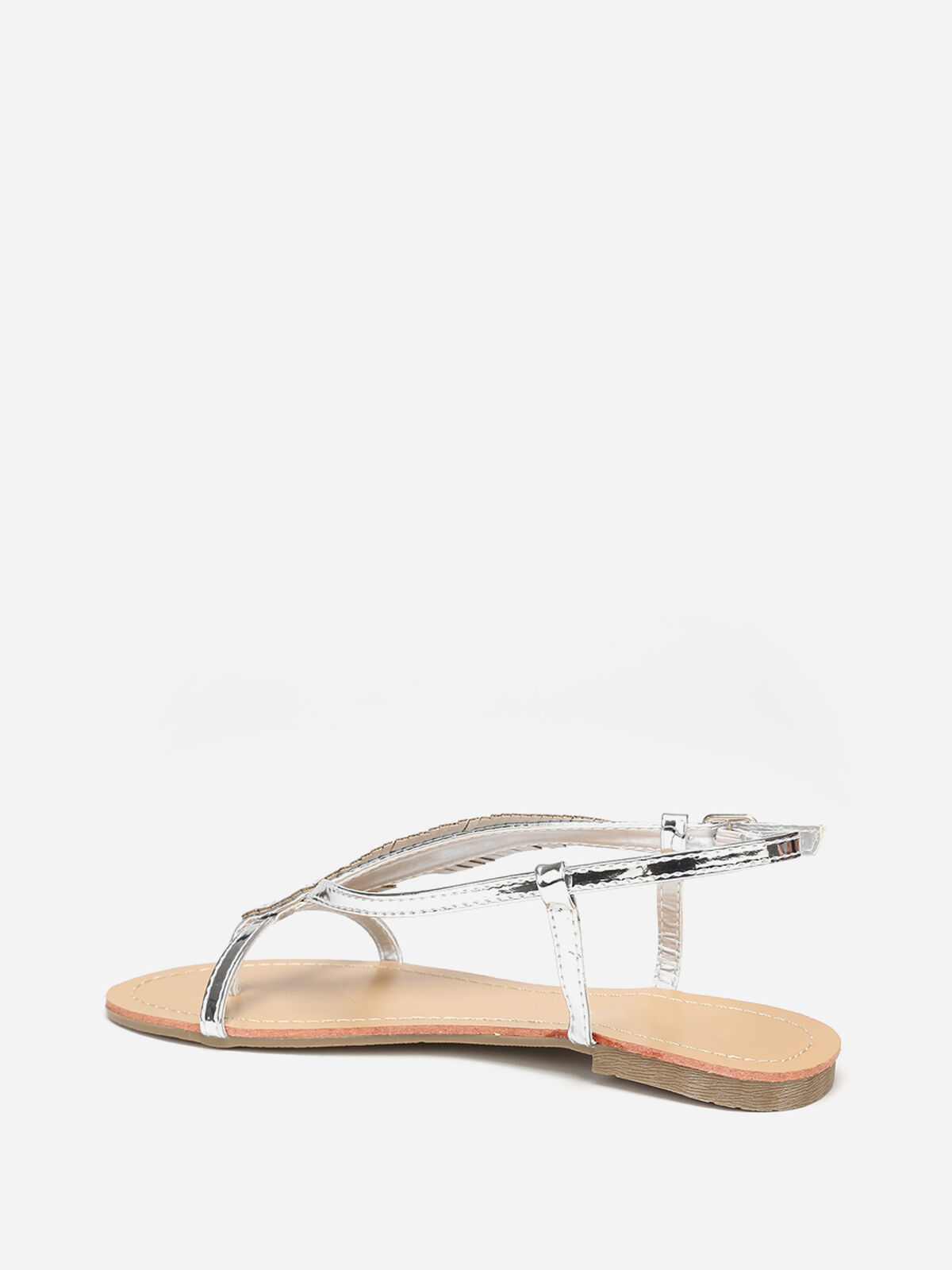 Nu-pieds à feuille en strass- Argenté