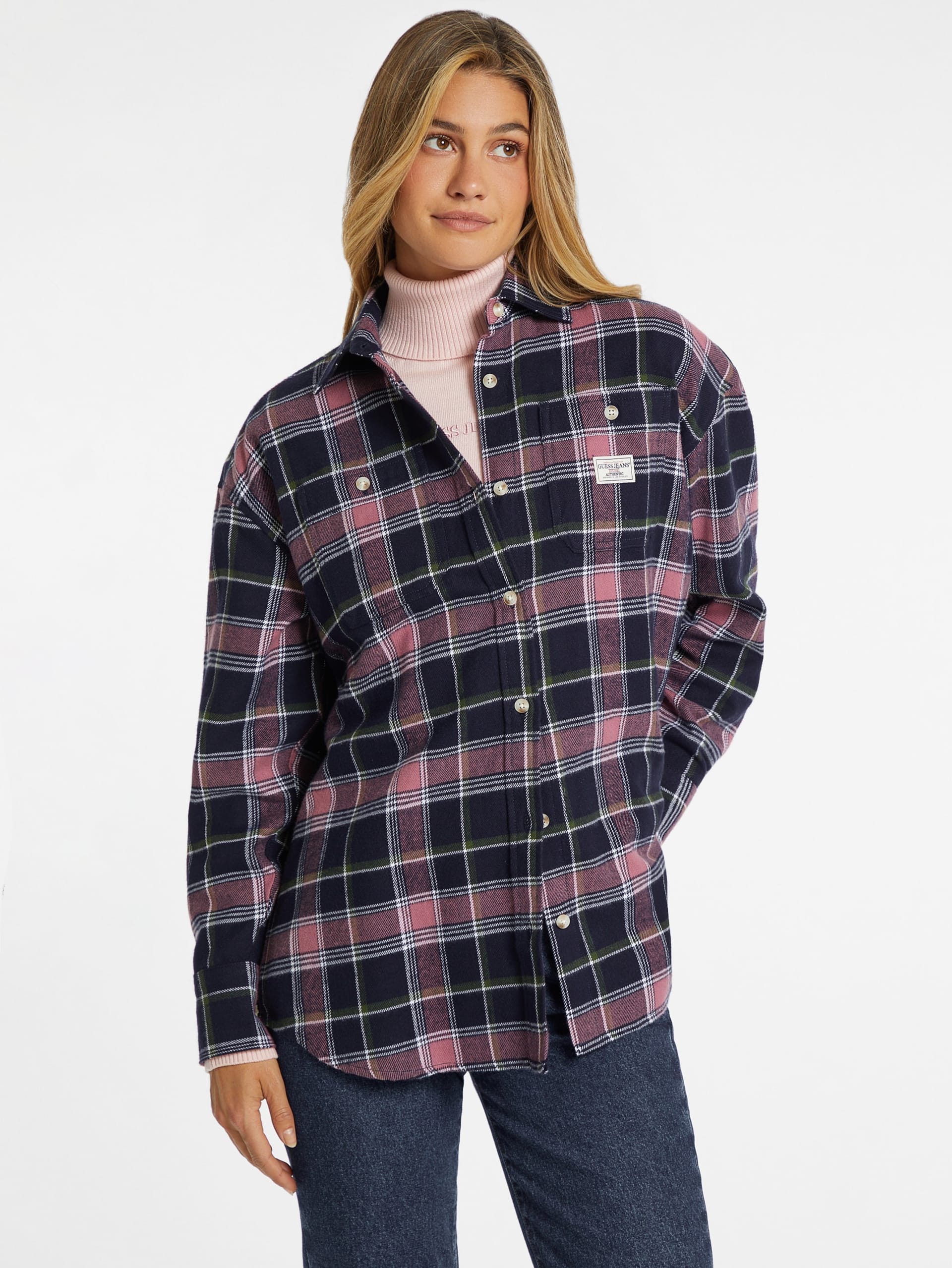 Camisa de manga comprida oversized com bolso