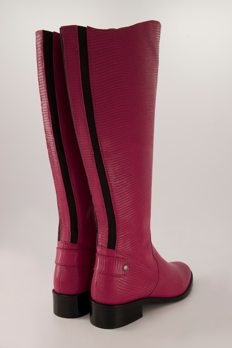 Lederstiefel, XL-Schaft, Schlangenprägung, Weite H