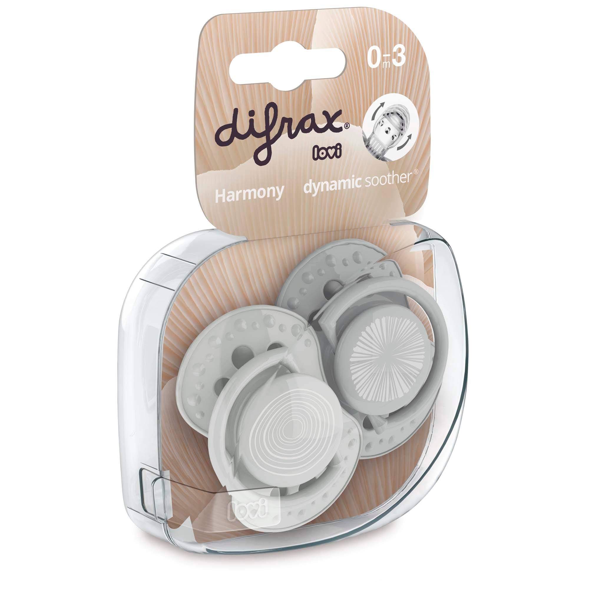 Difrax Lovi Fopspeen 0-3M Harmony grijs